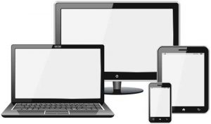 sagome di smartphone, tablet, laptop e pc monitor